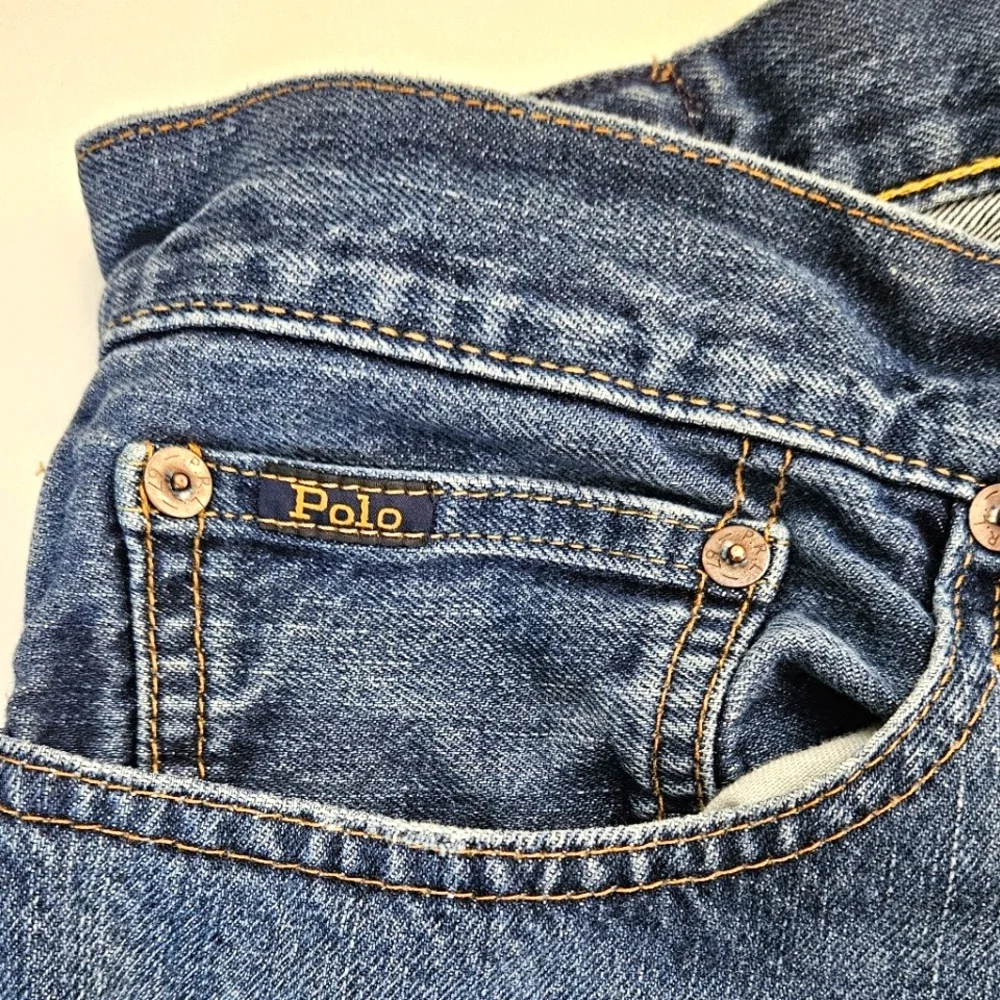 Polo Ralph Lauren Mens Hampton Straight Leg 35x32 Medium Distressed Wash